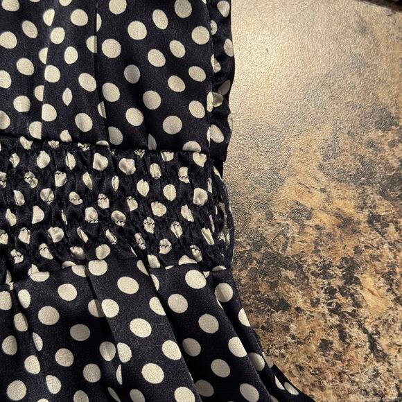 BCBGMaxazria Top Y2K Cottagecore Dark Academia Coquette Polka Dot Black Medium - Picture 6 of 7